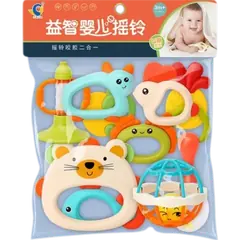 Premium Children'S Teether Early Education Training Set Toy For Baby Hand Teether With Jhunjhuni CN -10 Pc - 1 Set - Rokomari